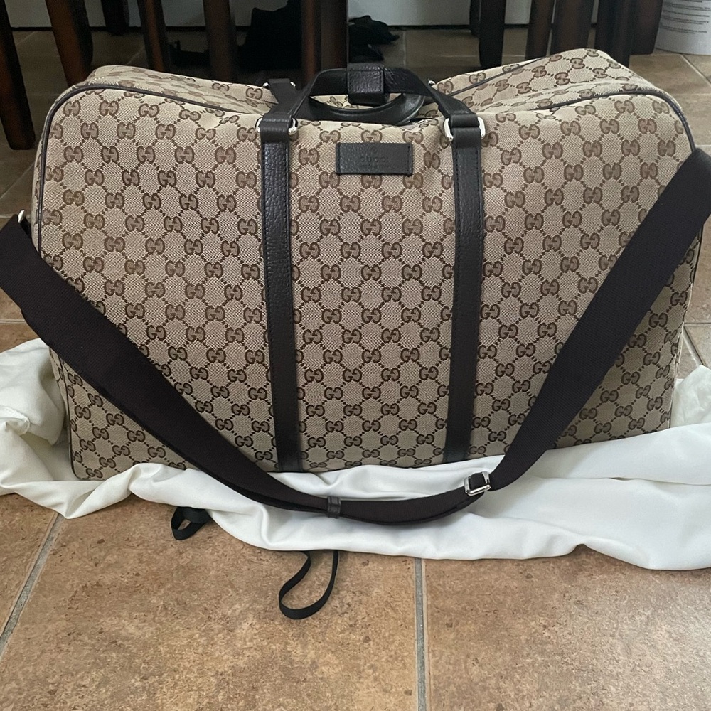 SOLD Elsewhere! Gucci Canvas Duffle Bag! Dimensions are 19 x 13.5
